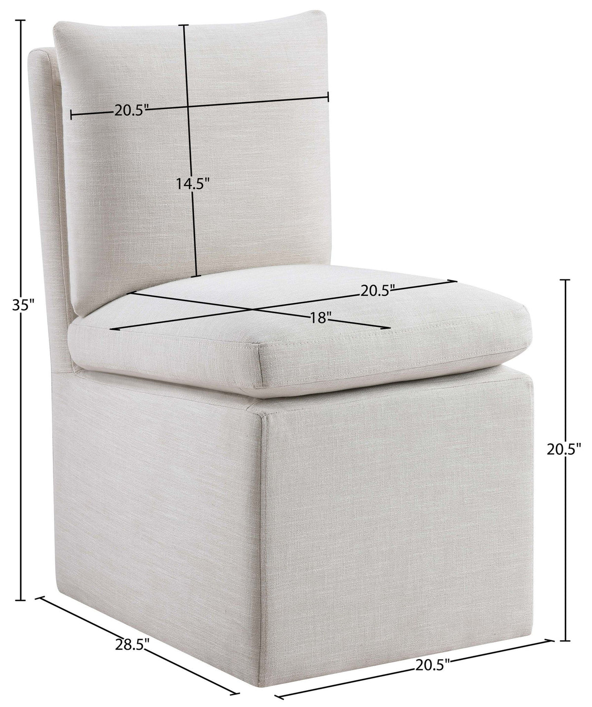 Nelori - Linen Textured Performance Fabric Upholstered Dining Chair (Set of 2)