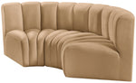 Arc - Velvet 3 Piece Modular U-Shaped Sofa