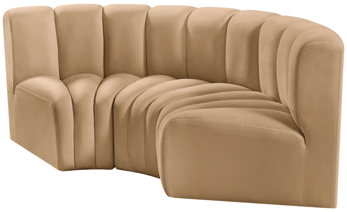 Arc - Velvet 3 Piece Modular U-Shaped Sofa