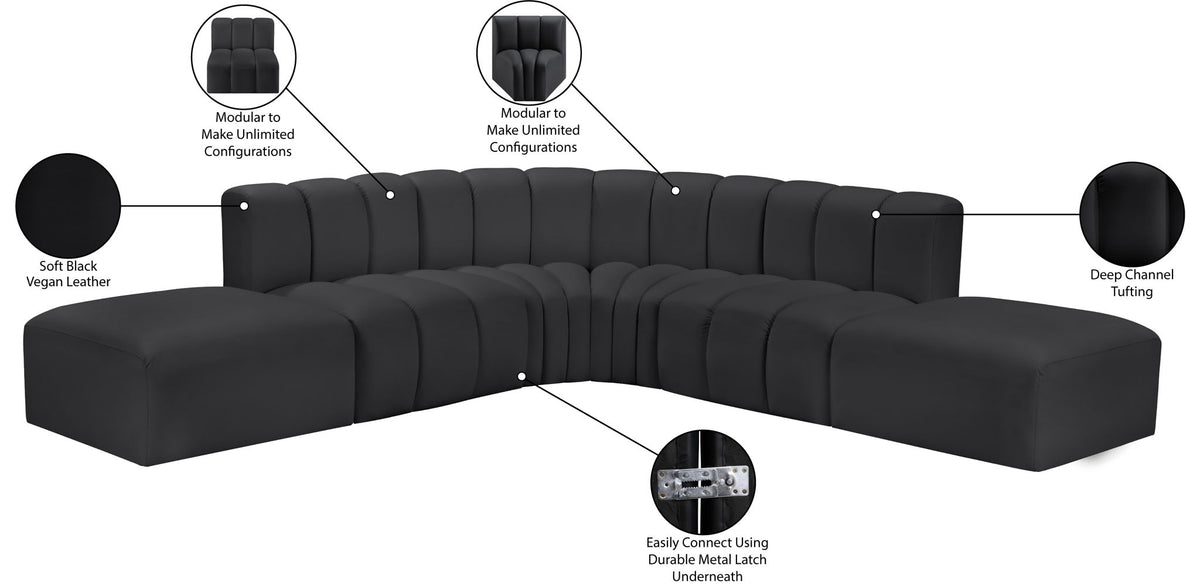 Arc - Faux Leather 6 Piece Corner Modular Sofa