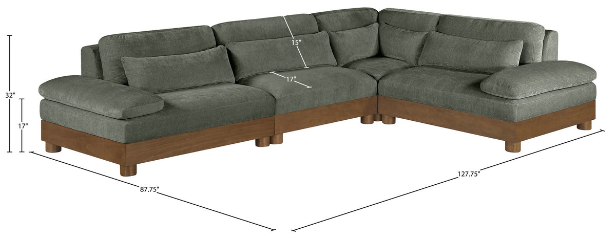 Turin - Chenille Fabric Upholstered Modular Sectional - Green