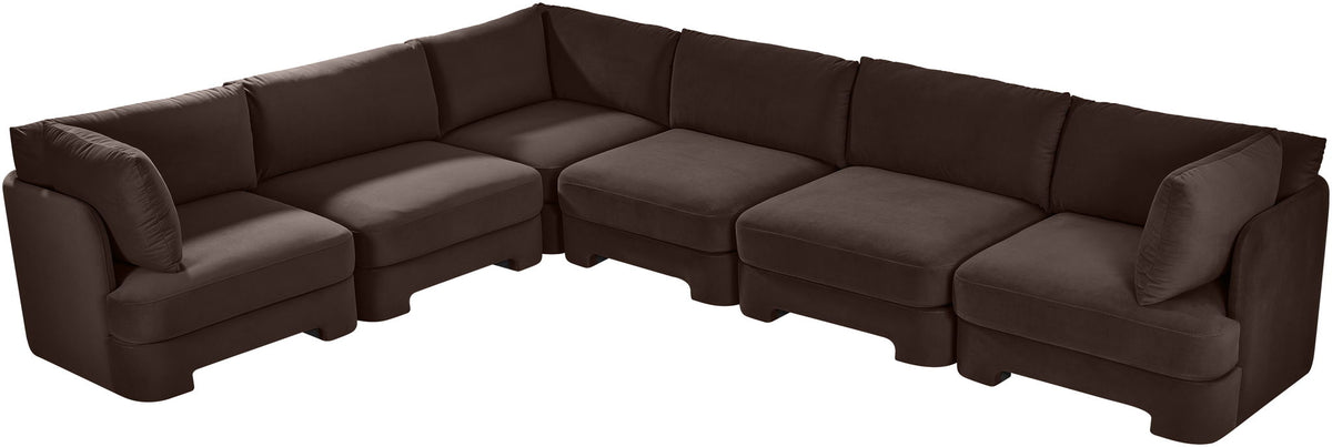 Hammond - Velvet Performance Fabric Upholstered 6 Piece Corner Sectional