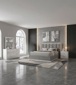 Viana 4-Piece Queen Platform Bedroom Set Grey and White High Gloss