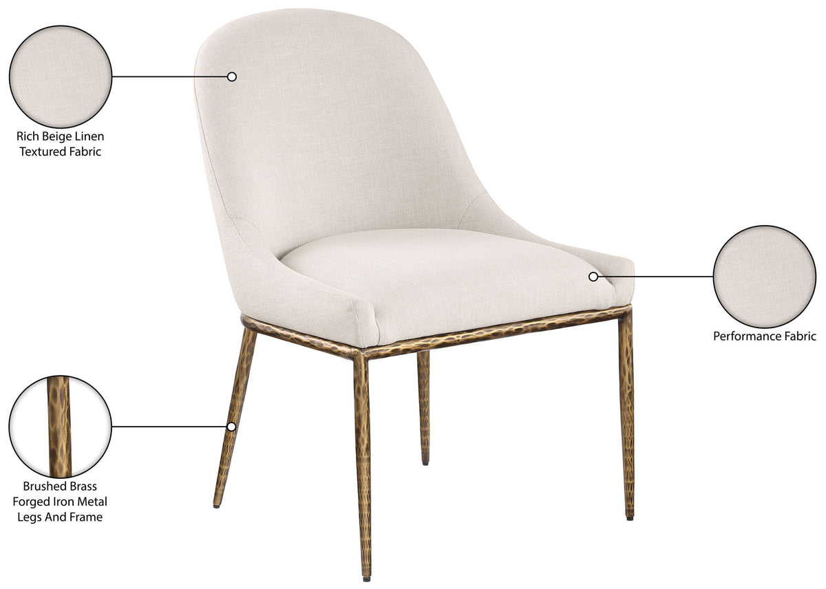 Ferro - Upholstered Dining Side Chair With Brushed Gold Legs