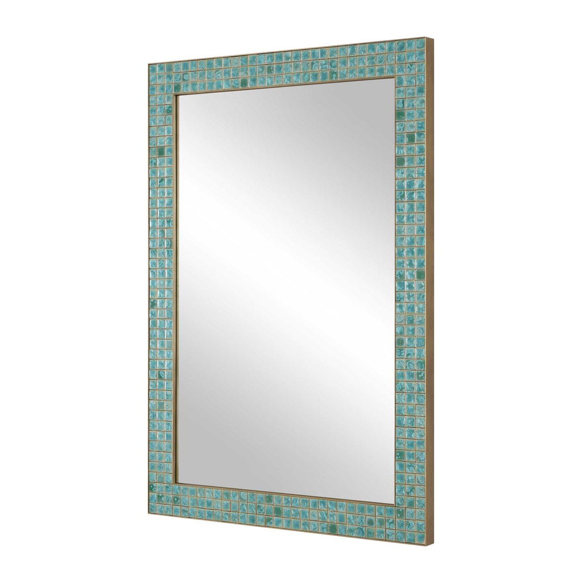 Coralie - Tile Mirror - Blue / Gold / Green