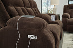 Free Wake - Double Relcining Power Loveseat With Console - Chocolate