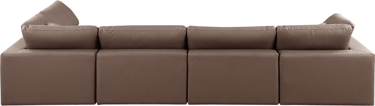 Comfy - 5 Piece Faux Leather Modular Sectional