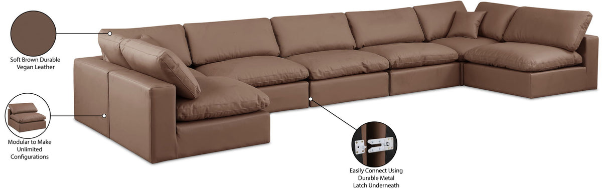 Comfy - 7 Piece Faux Leather Modular Armless Sectional