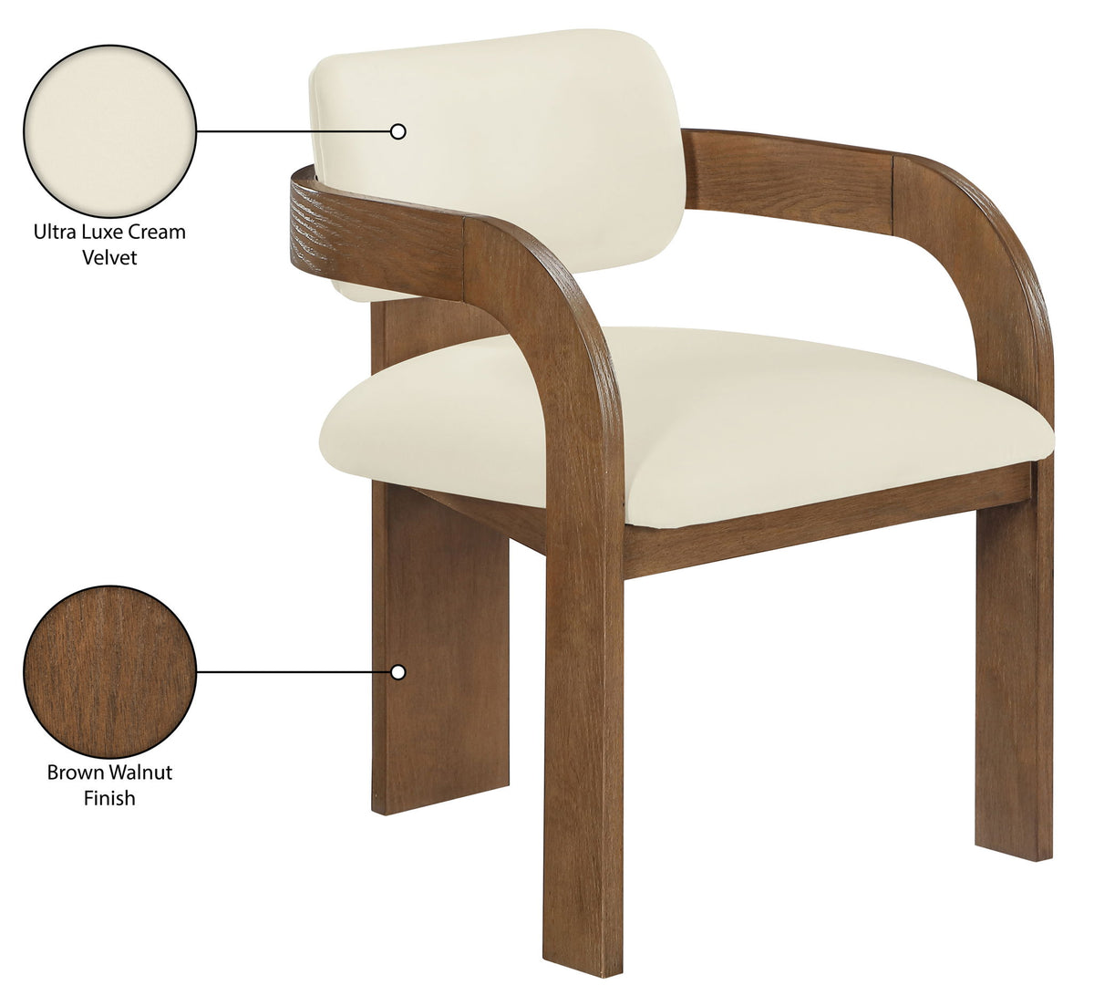 Cedra - Velvet Performance Fabric Upholstered Dining Chair (Set of 2) - Brown Frame