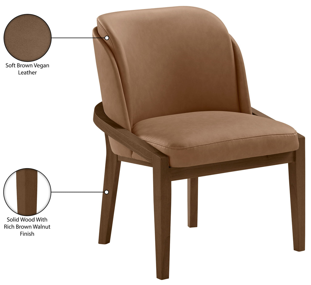 Navo - Vegan Leather Upholstered Dining Chair - Brown
