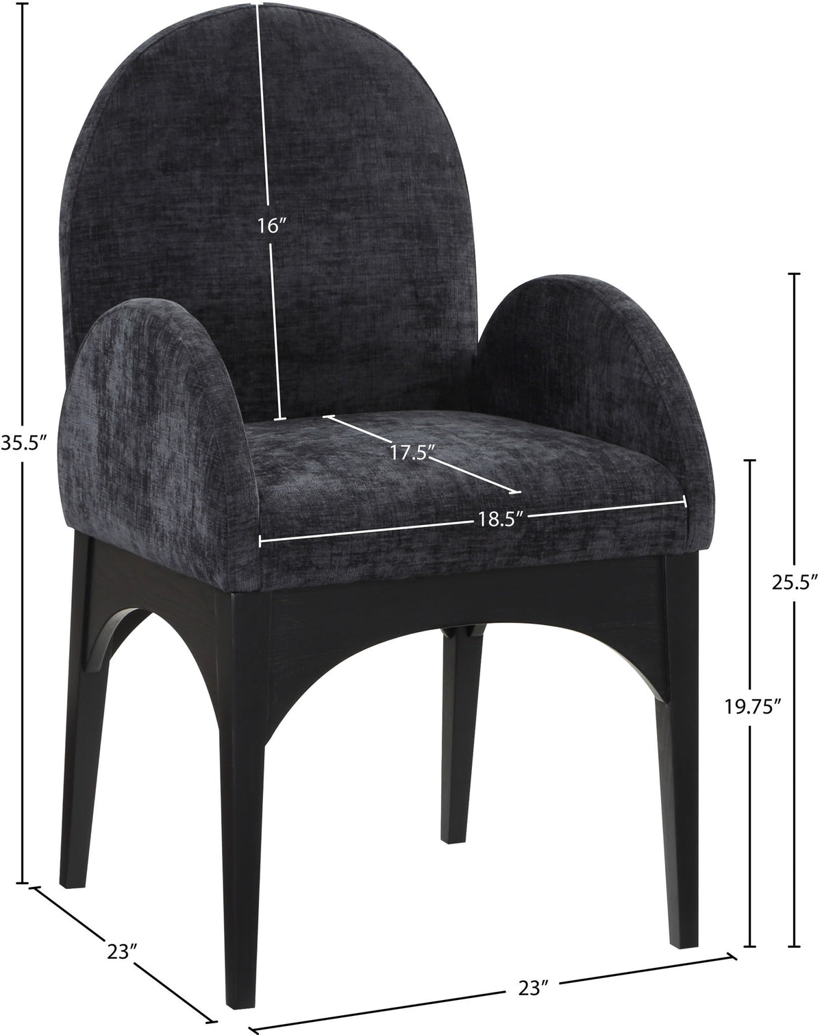 Waldorf - Chenille Dining Arm Chair With Black Legs
