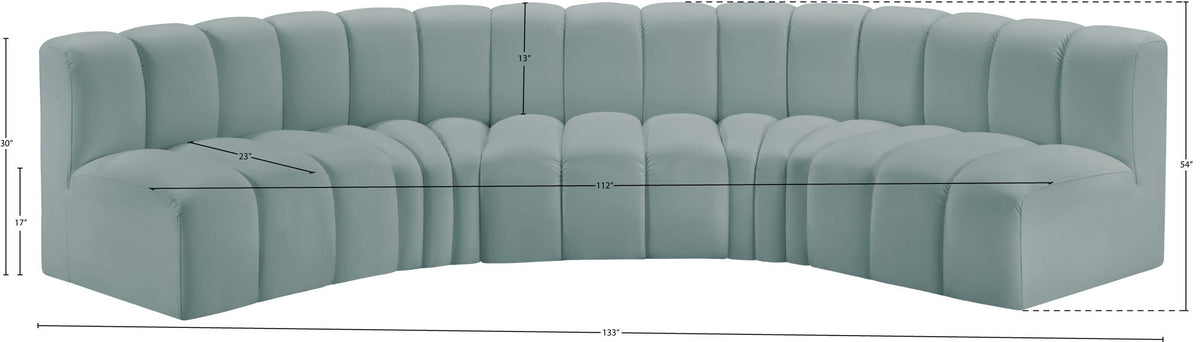 Arc - Faux Leather 5 Piece U-Shaped Modular Sofa