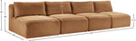 Shaggy - Fabric 4 Seat Modular Armless Sofa
