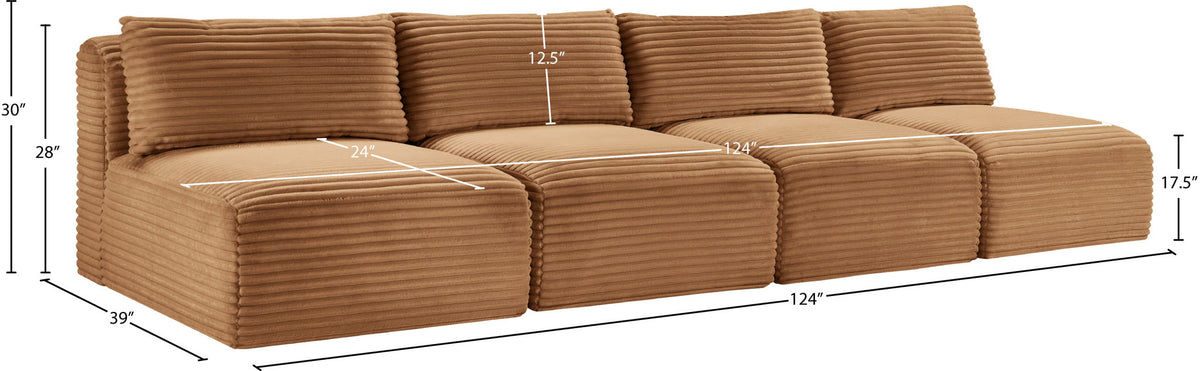 Shaggy - Fabric 4 Seat Modular Armless Sofa