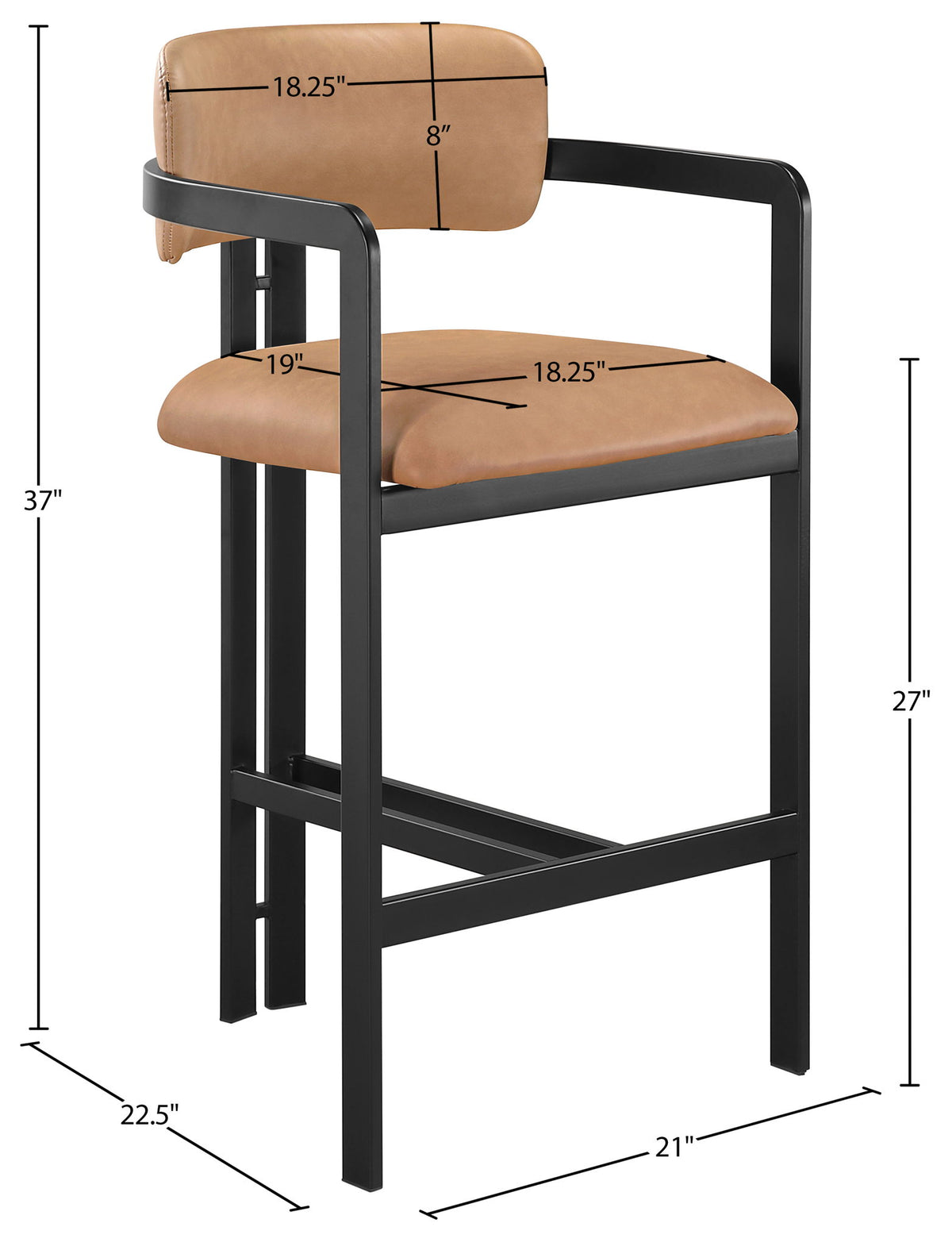 Aurum - Vegan Leather Upholstered Counter Stool With Graphite Black Base
