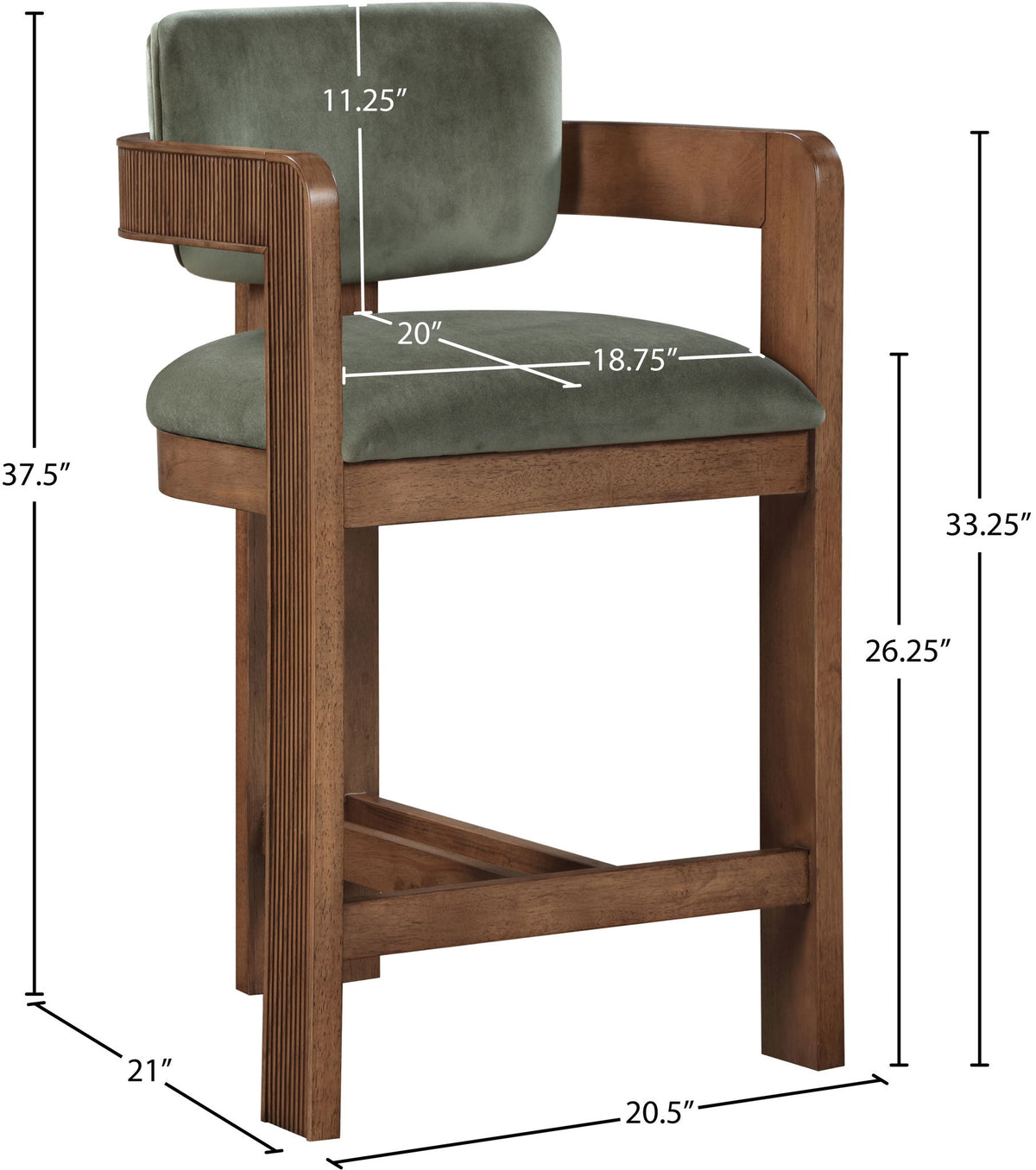 Sacha - Velvet Stool With Brown Base
