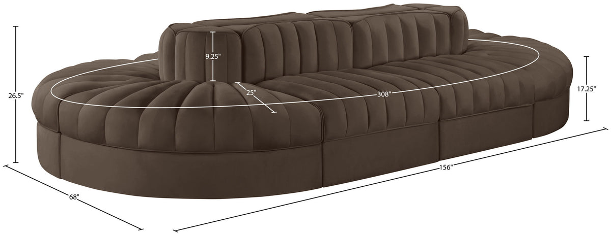 Rummi - Oval Velvet Performance Fabric Upholstered 8 Piece Modular Sectional