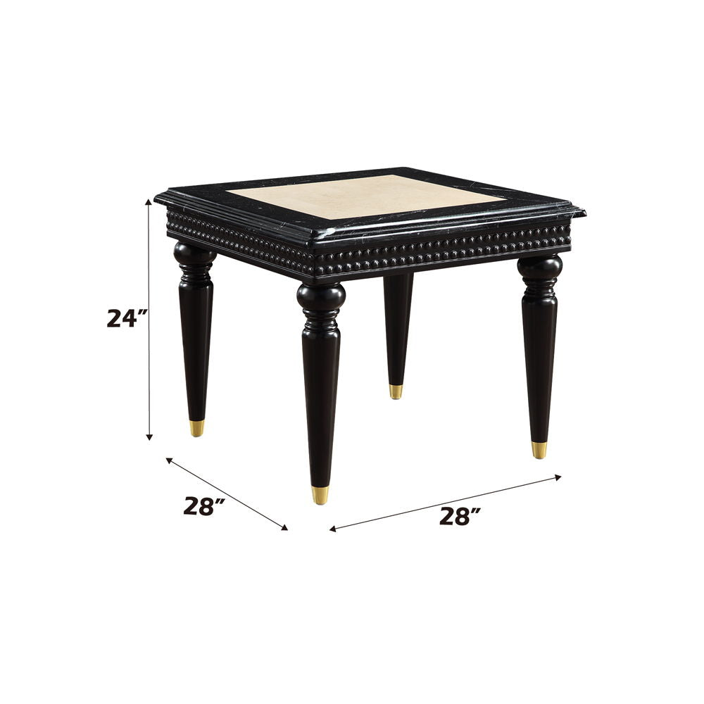 Tayden - End Table With Marble Top - Marble Top & Black