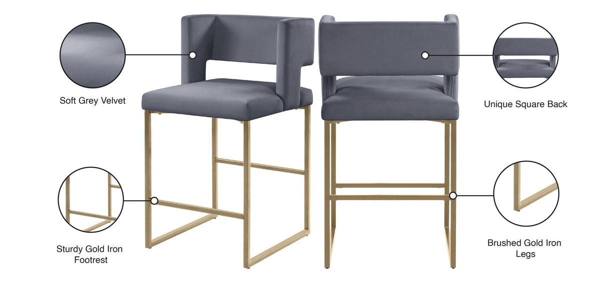 Caleb - Counter Stool with Gold Legs (Set of 2)