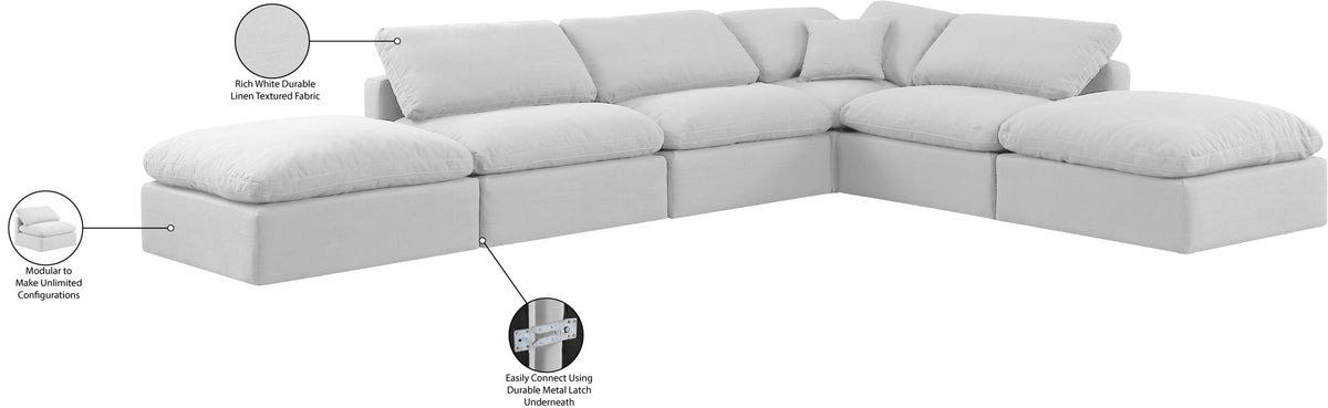 Indulge - Linen 6 Piece Modular Armless Sectional - White