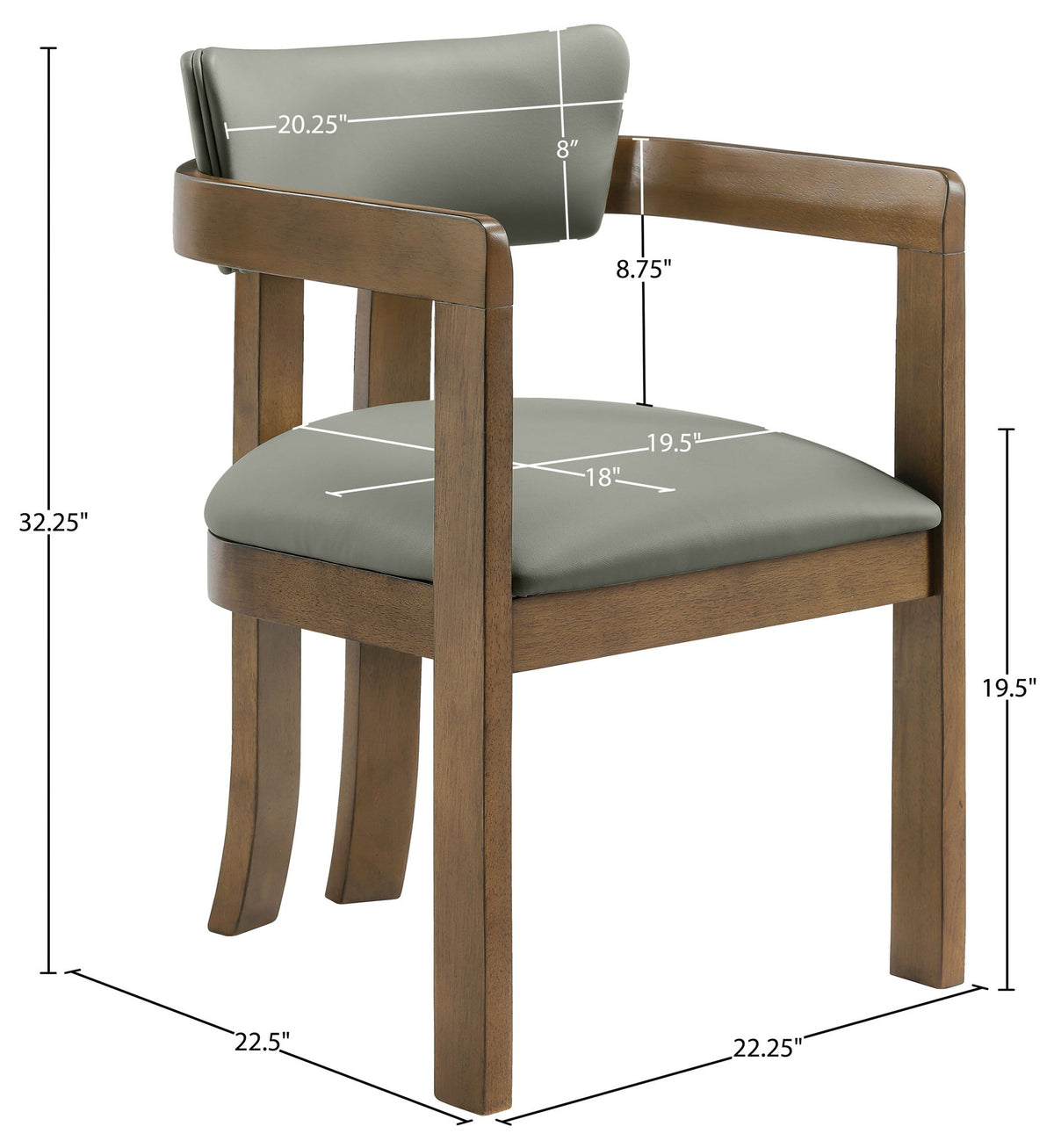 Lavrin - Vegan Leather Upholstered Dining Arm Chair (Set of 2) - Walnut Base