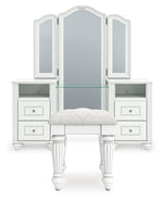 Kozlani - 3 Pc. - Vanity, Mirror And Stool - White