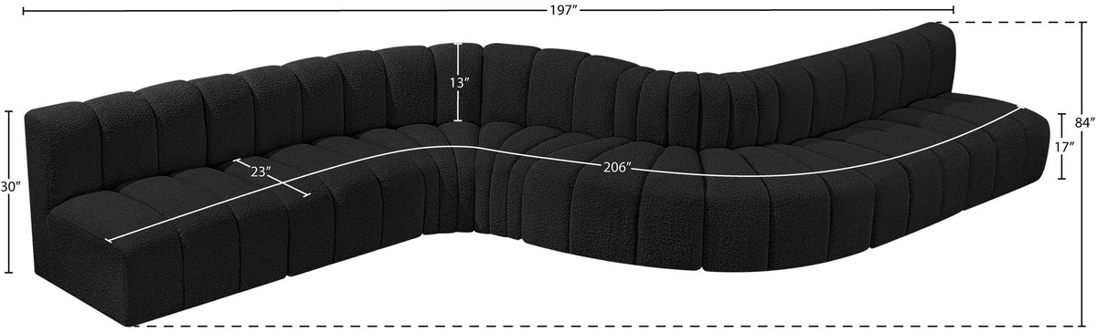 Arc - Boucle Fabric 8 Piece Curved Modular Sofa