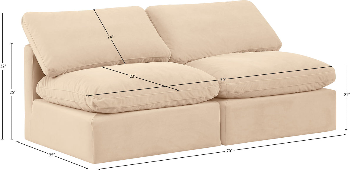 Indulge - Velvet 2 Seat Modular Armless Sofa