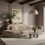 Rummi - Velvet Performance Fabric Upholstered 4 Piece Modular Sectional With Reverse Corner Chair