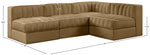 Rummi - Armless Velvet Performance Fabric Upholstered 4 Piece Modular Sectional