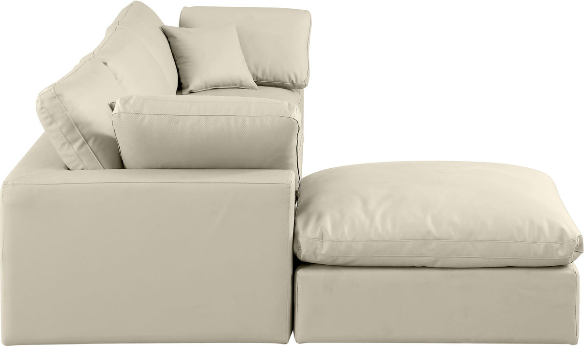 Comfy - 4 Piece Faux Leather Modular Sectional With Chaise