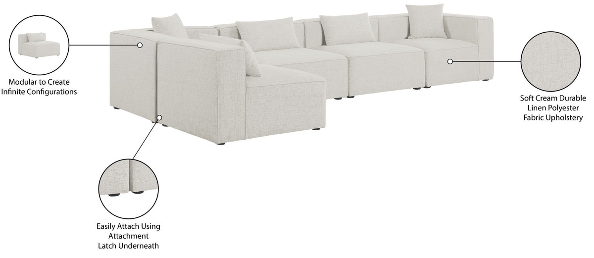 Cube - Linen 5 Piece Modular Sectional