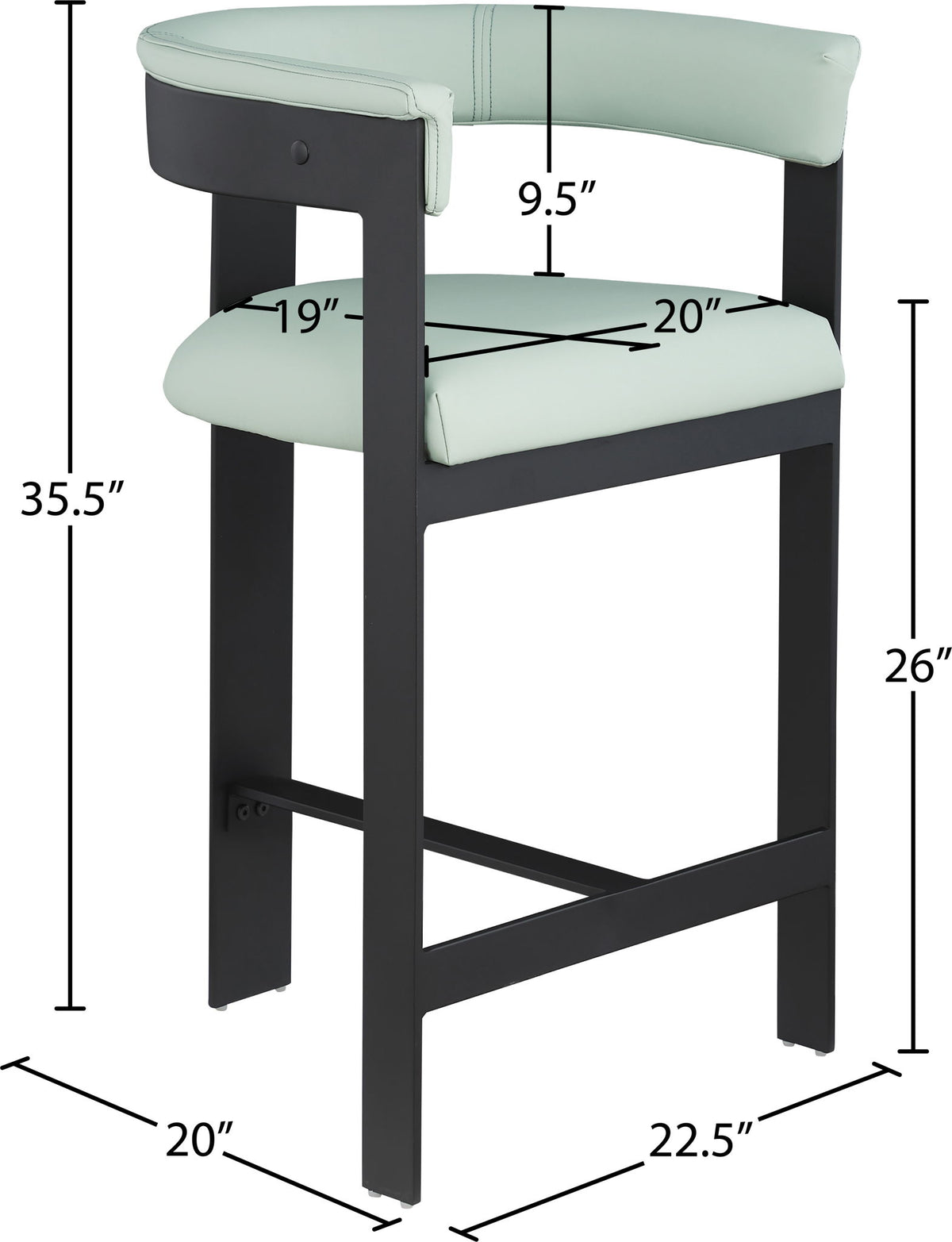 Romeo - Faux Leather Counter Stool With Black Base (Set of 2)