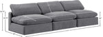 Comfy - Velvet Modular Armless Sofa 3 Seats