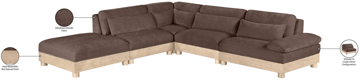 Turin - Chenille Fabric Upholstered Modular Sectional - Brown