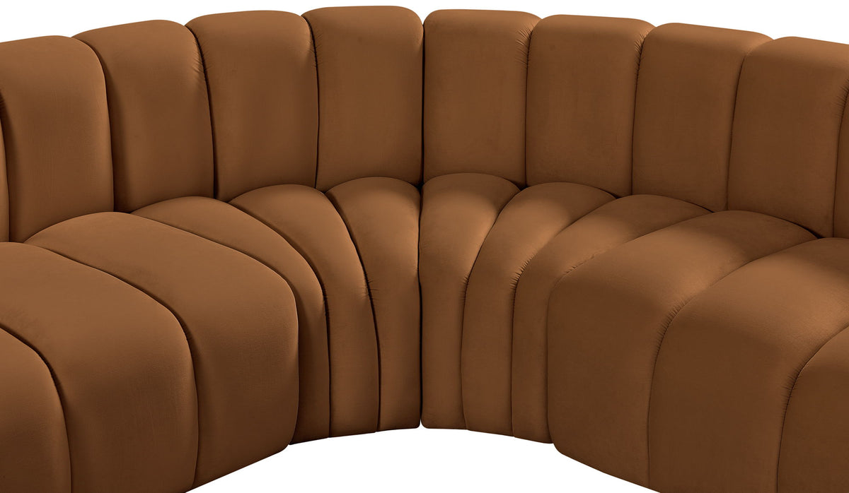 Arc - Velvet 7 Piece Modular Sofa - Saddle