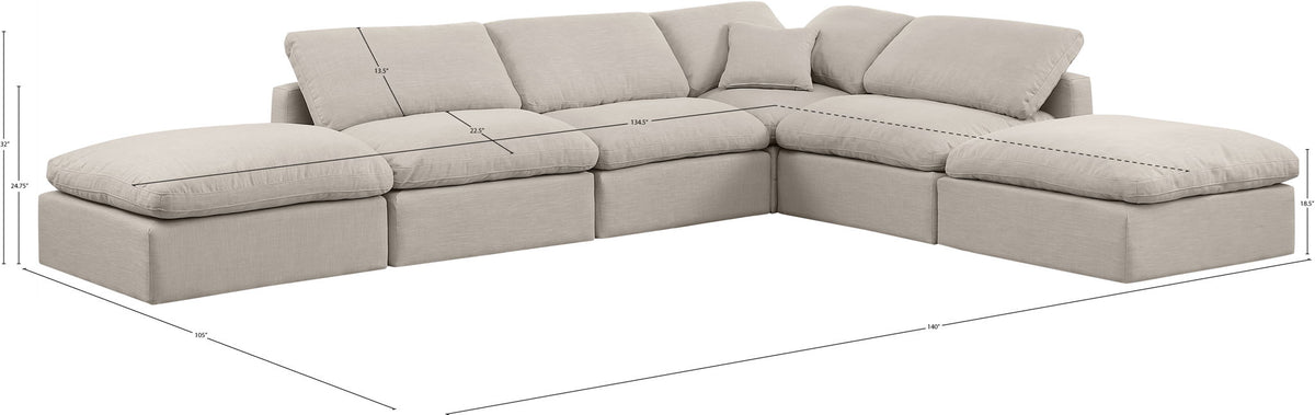 Indulge - Linen 6 Piece Modular Armless Sectional