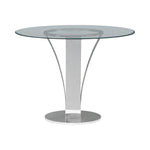 Celina - Modern Contemporary Round Tempered Glass 48" Pedestal Base Dining Table Seats Up To 4 - Shiny Nickel