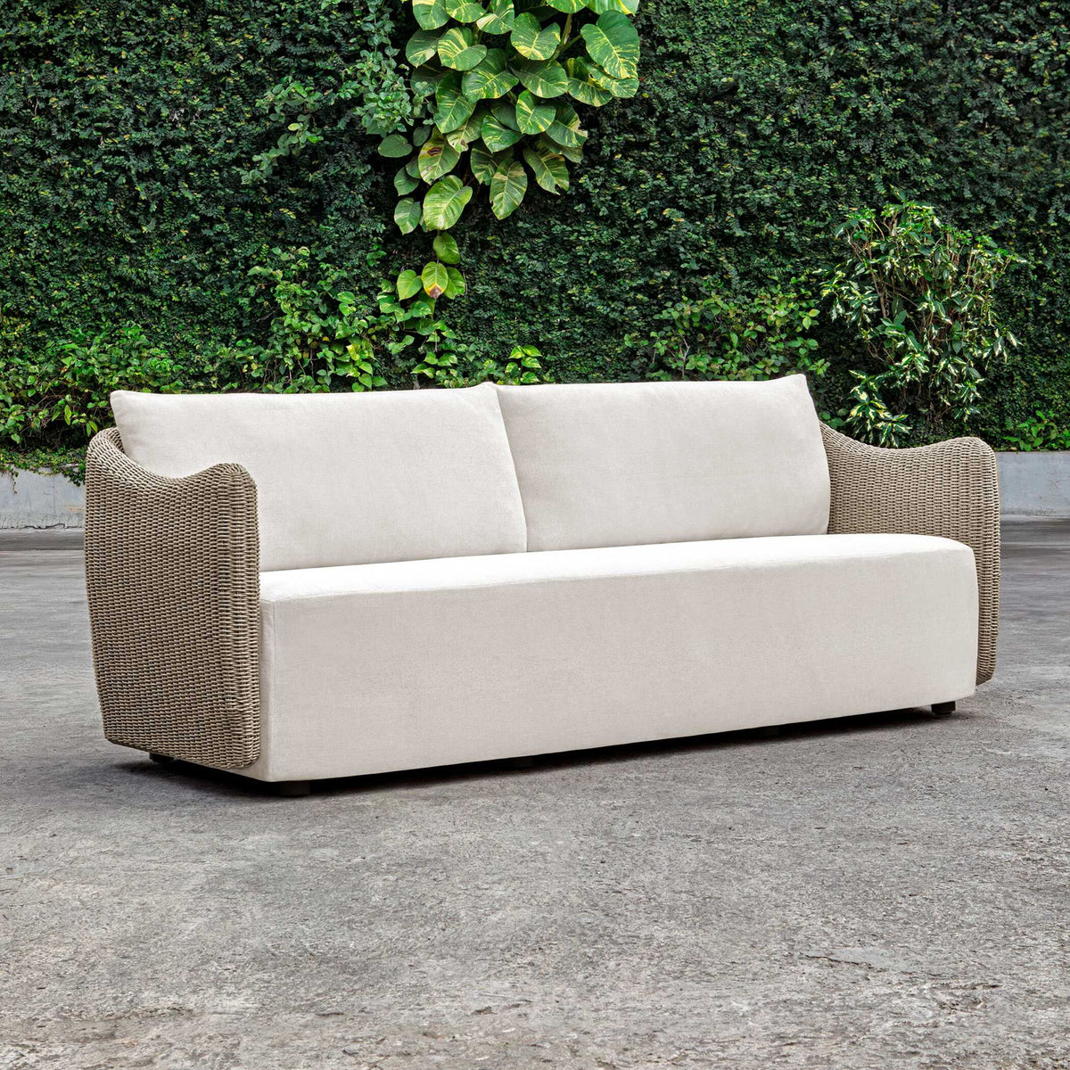 Sunset - Wicker Outdoor Sofa - Oatmeal / Oyster White