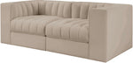 Rummi - Velvet Performance Fabric Upholstered 2 Piece Modular Loveseat