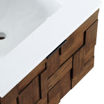 Leonardo - Engineered Stone And Solid Wood 24" Wall Mounted Bathroom Vanity
