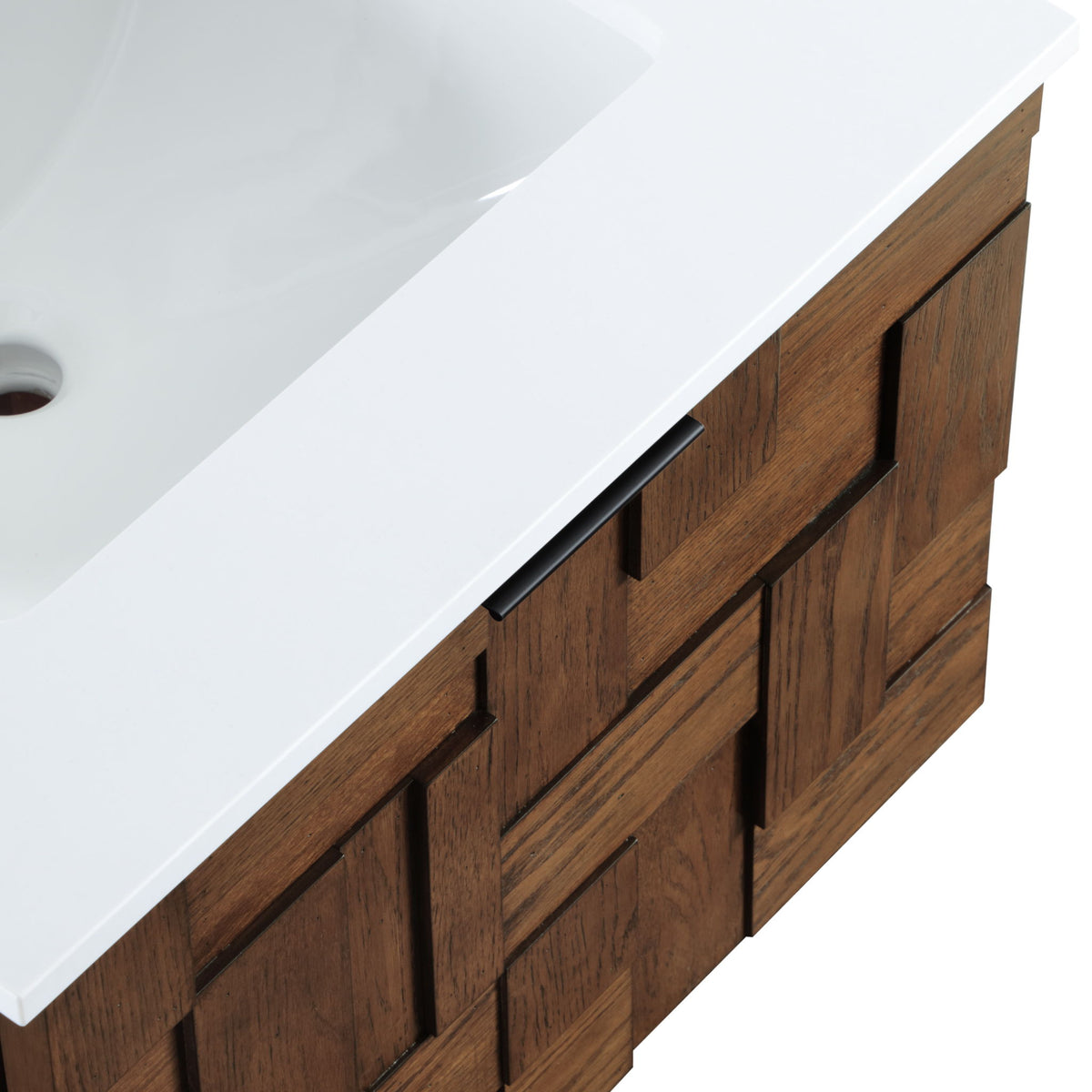 Leonardo - Engineered Stone And Solid Wood 24" Wall Mounted Bathroom Vanity