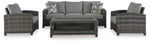 Oasis Court - Sofa, Chairs, Table Set (Set of 4) - Gray