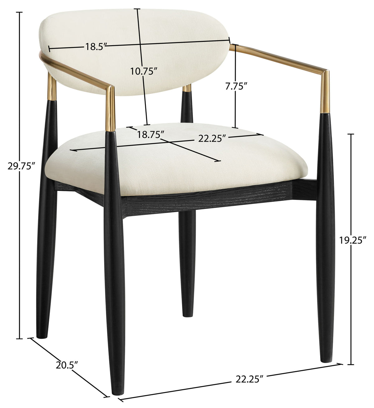 Riccio - Fabric Dining Arm Chair (Set of 2) - Black And Gold Frame
