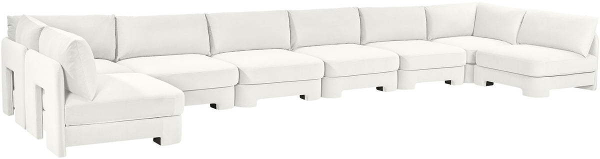 Hammond - Velvet Performance Fabric Upholstered 8 Piece U-Shaped Armless Sectional - Beige