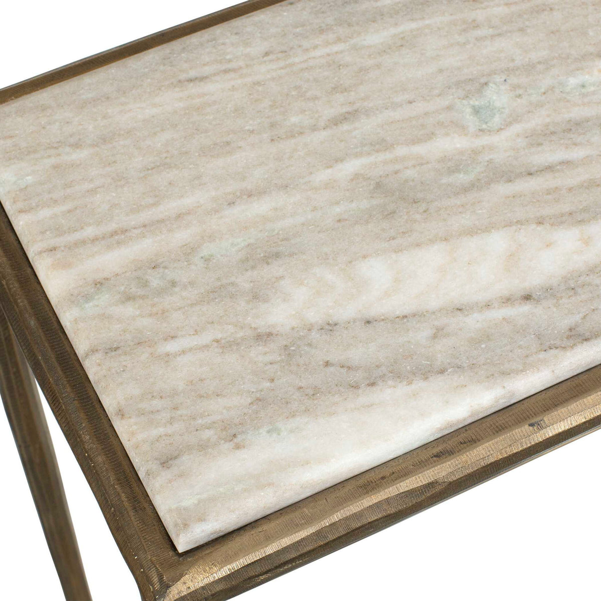 Minerva - Marble Top Console Table - Brass / Gray / White