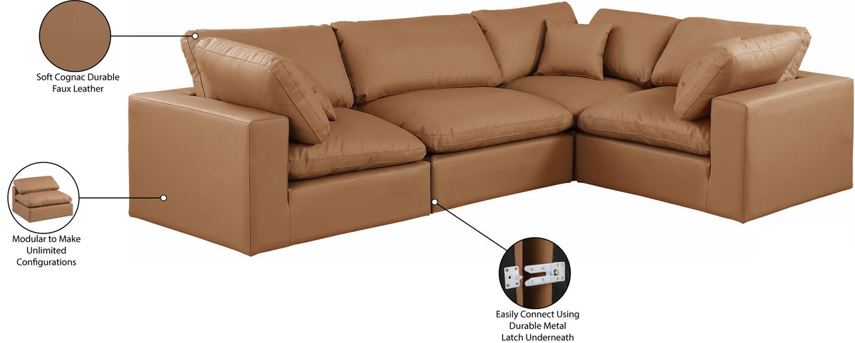 Comfy - 4 Piece Faux Leather Modular Sectional