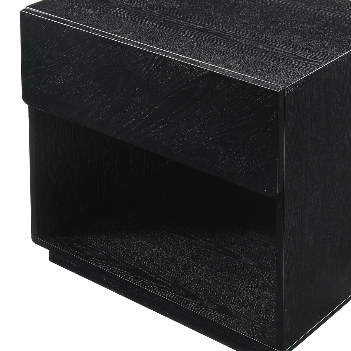 Petra - 1 Drawer Wood Nightstand - Black