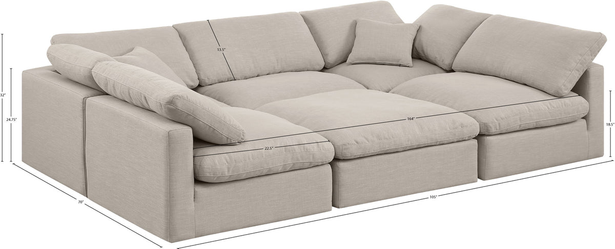 Indulge - Linen 6 Piece Modular Sectional