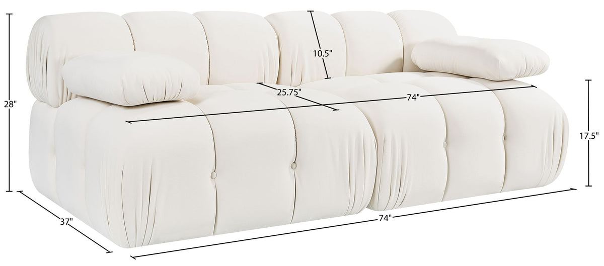 Orin - Velvet Performance Fabric Upholstered 2 Piece Modular Sofa